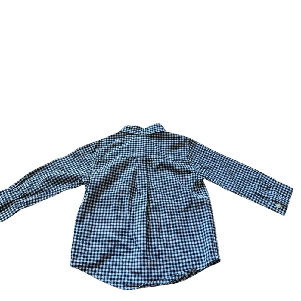 Janie and Jack Navy and White Gingham Button-Down Shirt Size 18 MO - 24 MO